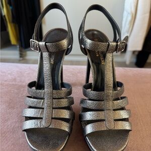 Saint Laurent Metallic Strappy Heels